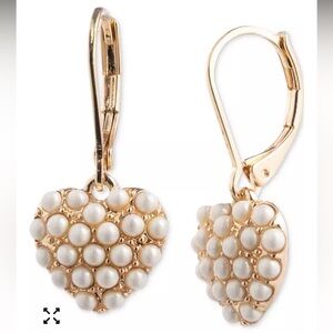 Lauren Ralph Lauren Gold-Tone Imitation Pearl Heart Drop Earrings